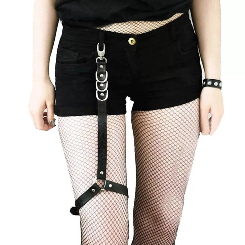 Black Bow Faux Patent Leather Strap Garter Belt